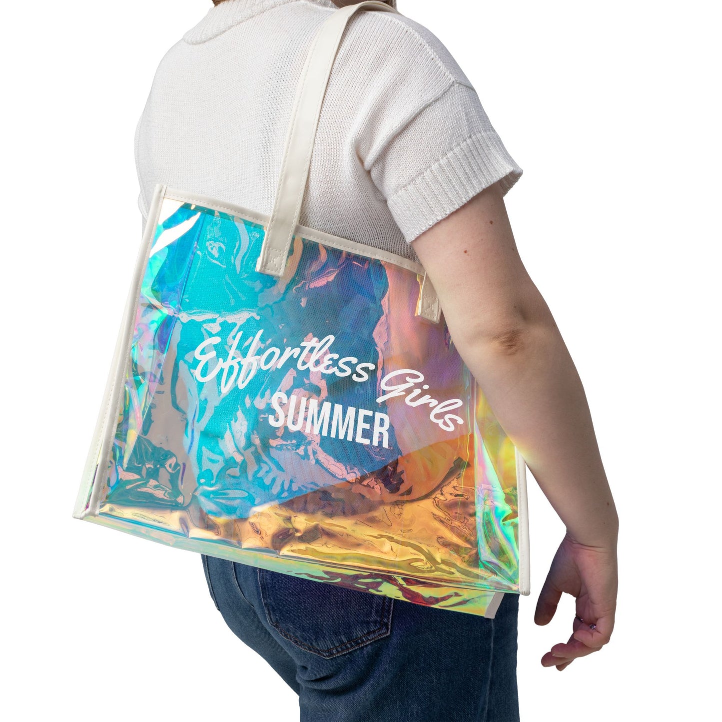 "Effortless Girls Summer" Clear Iridescent Pool Bag