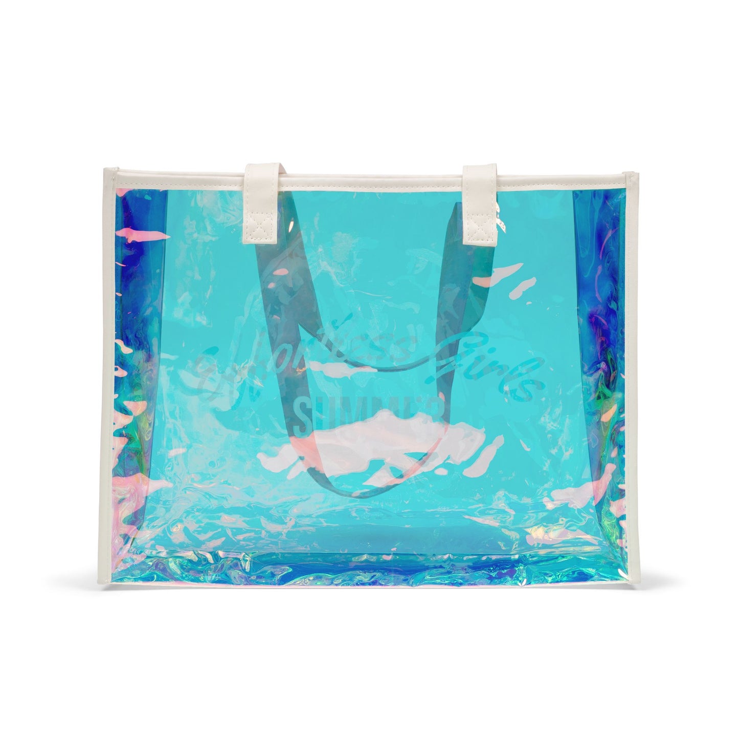 "Effortless Girls Summer" Clear Iridescent Pool Bag
