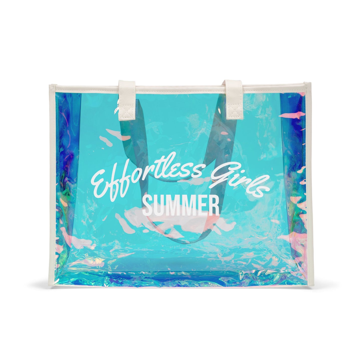 "Effortless Girls Summer" Clear Iridescent Pool Bag